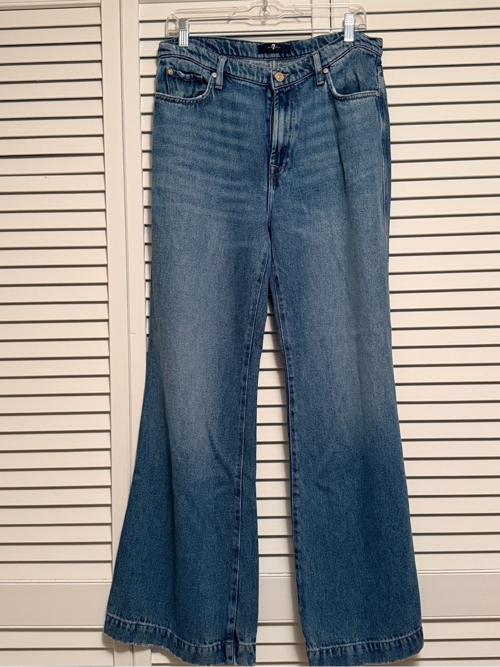 7 For All Mankind Medium Blue Wide-Leg Jeans - Picture 3 of 5